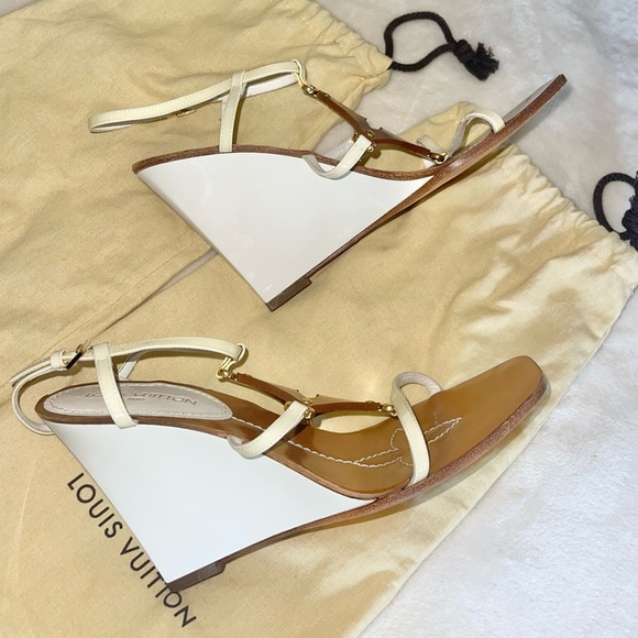 Louis Vuitton leather & patent leather wedge heels - Picture 8 of 12